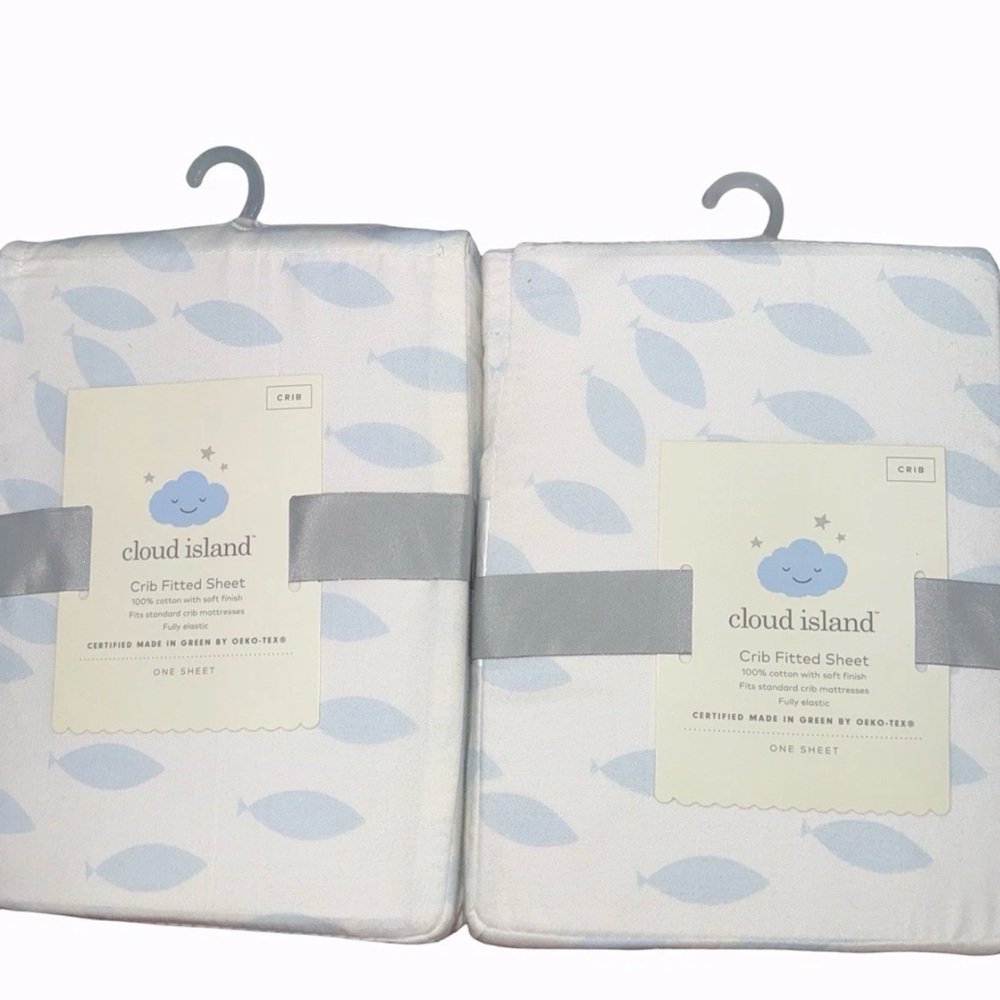Set of Two
Cloud Island Crib Fitted Sheet
Light Blue Fish Pattern
New with Tag